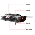 1994-1997 Honda Accord Factory Style Headlights & Amber Lens Corner Parking Turn Signal Lights (Matte Black Housing / Clear Lens)
