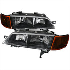 1994-1997 Honda Accord Factory Style Headlights & Amber Lens Corner Parking Turn Signal Lights (Matte Black Housing / Clear Lens)