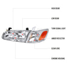 2000-2001 Toyota Camry Factory Style Headlights w/ Amber Reflectors (Chrome Housing / Clear Lens)