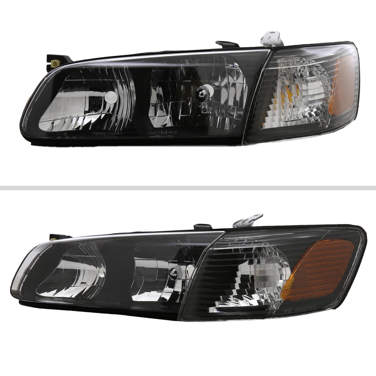 2000-2001 Toyota Camry Factory Style Headlights w/ Amber Reflectors (Matte Black Housing / Clear Lens)
