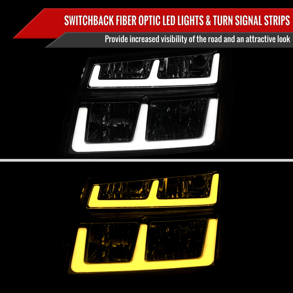 2006-2008 ISUZU I-Series LED Bar Factory Style Headlights w/ Amber Corner Lamp (Chrome Housing/Clear Lens)