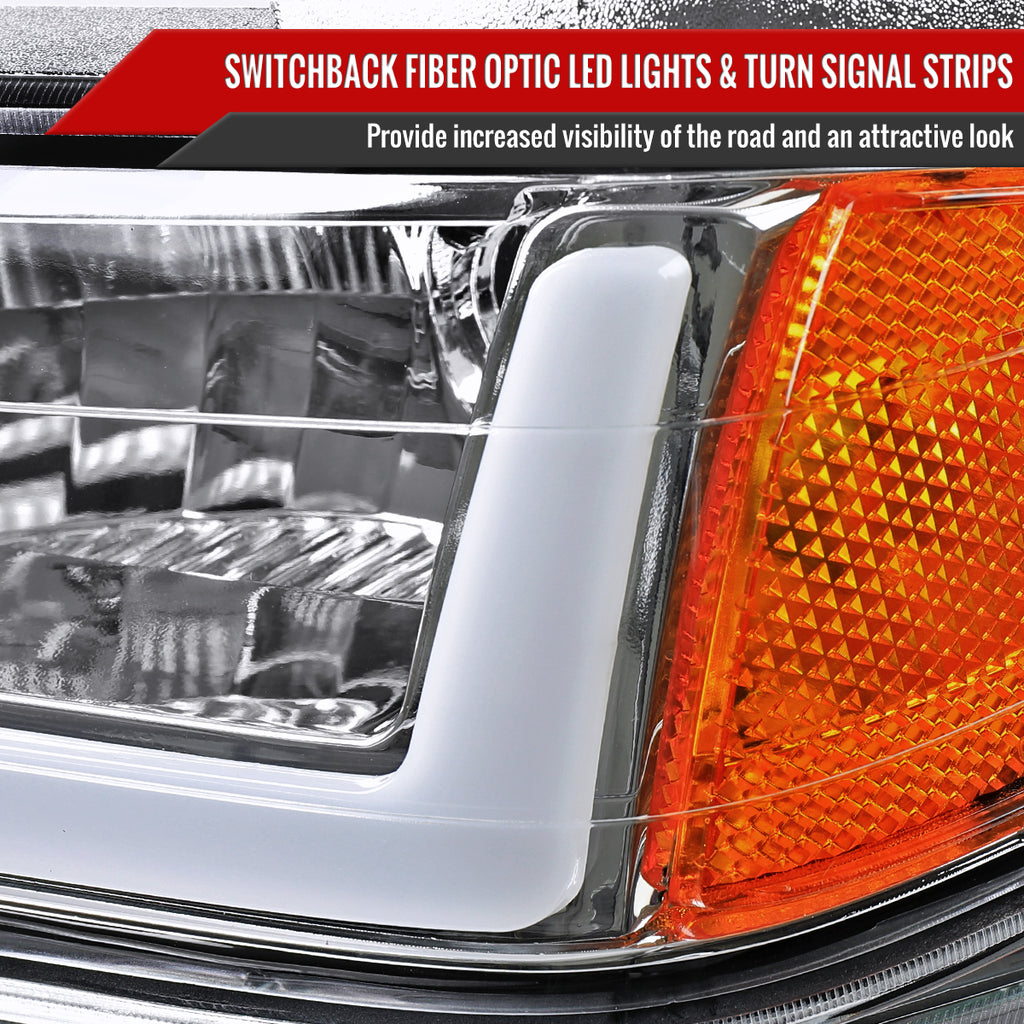 2006-2008 ISUZU I-Series LED Bar Factory Style Headlights w/ Amber Corner Lamp (Chrome Housing/Clear Lens)