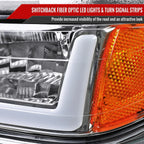 2006-2008 ISUZU I-Series LED Bar Factory Style Headlights w/ Amber Corner Lamp (Chrome Housing/Clear Lens)