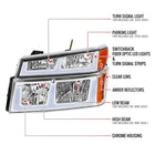 2006-2008 ISUZU I-Series LED Bar Factory Style Headlights w/ Amber Corner Lamp (Chrome Housing / Clear Lens)