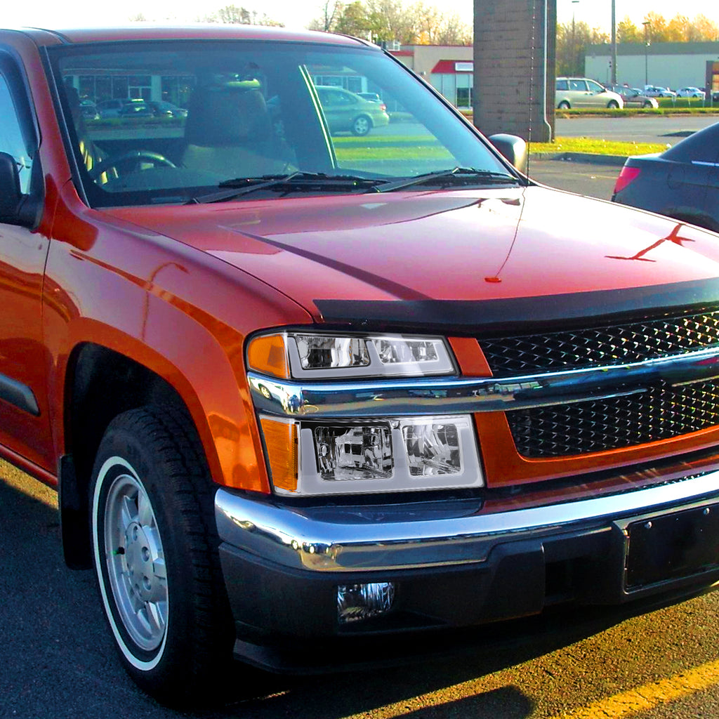 2006-2008 ISUZU I-Series LED Bar Factory Style Headlights w/ Amber Corner Lamp (Chrome Housing/Clear Lens)