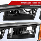 2006-2008 ISUZU I-Series LED Bar Factory Style Headlights w/ Amber Corner Lamp (Matte Black Housing/Clear Lens)