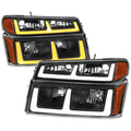 2006-2008 ISUZU I-Series LED Bar Factory Style Headlights w/ Amber Corner Lamp (Matte Black Housing/Clear Lens)