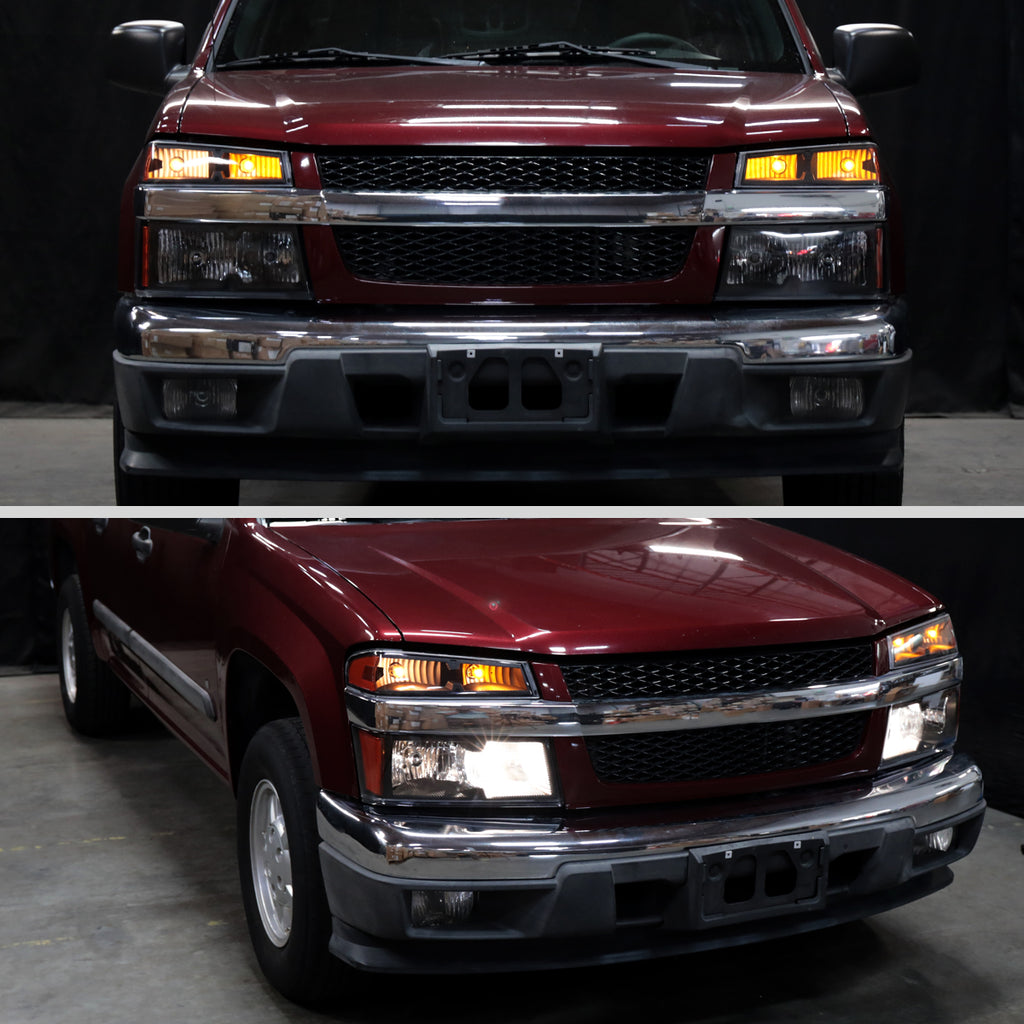 2006-2008  Isuzu I-Series Factory Style Headlights w/ Amber Corner Lamp (Matte Black Housing/Clear Lens)