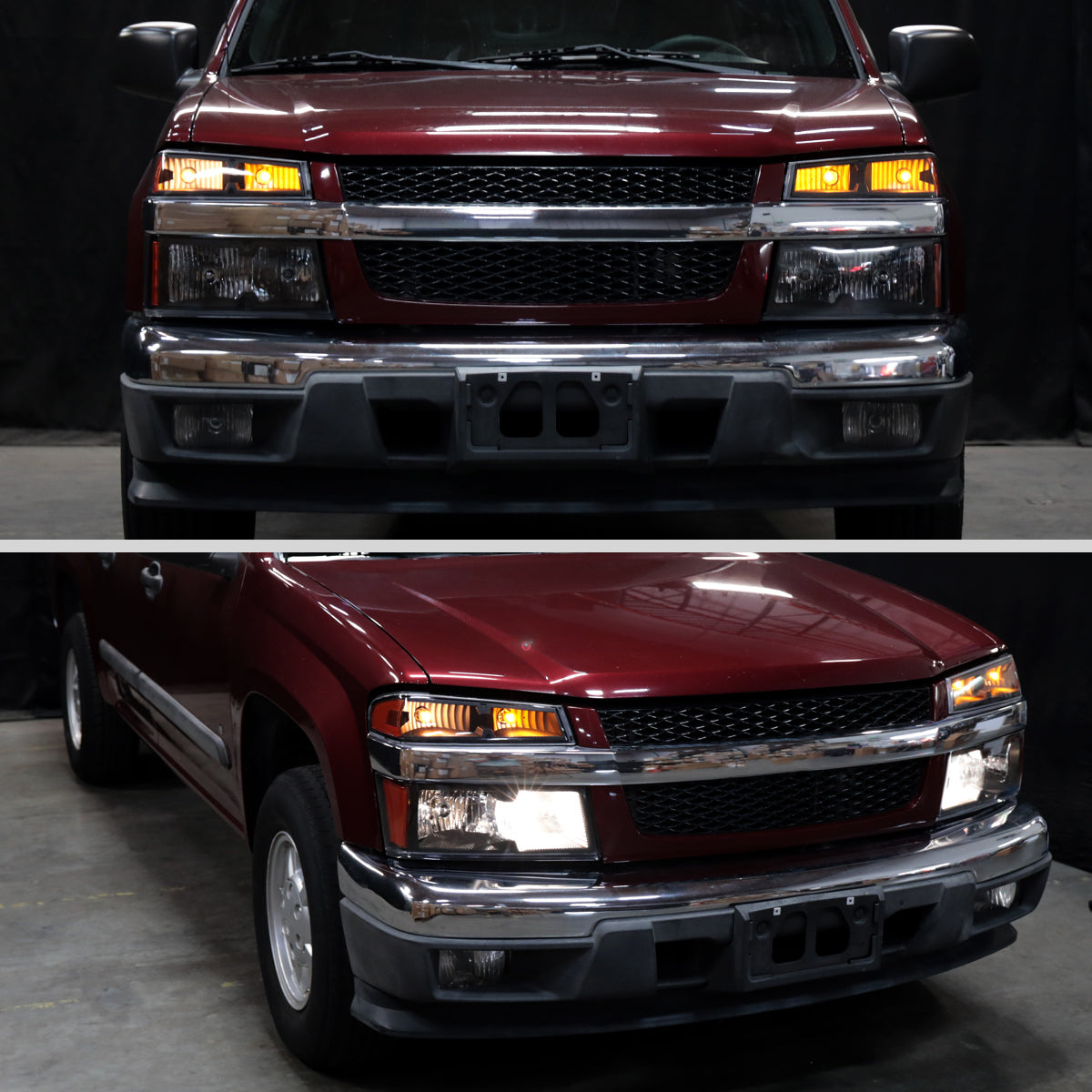 2006-2008  Isuzu I-Series Factory Style Headlights w/ Amber Corner Lamp (Matte Black Housing/Clear Lens)