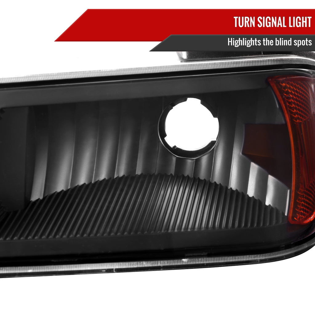 2006-2008  Isuzu I-Series Factory Style Headlights w/ Amber Corner Lamp (Matte Black Housing/Clear Lens)