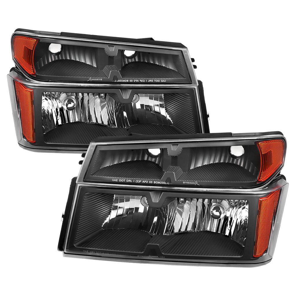 2006-2008  Isuzu I-Series Factory Style Headlights w/ Amber Corner Lamp (Matte Black Housing/Clear Lens)