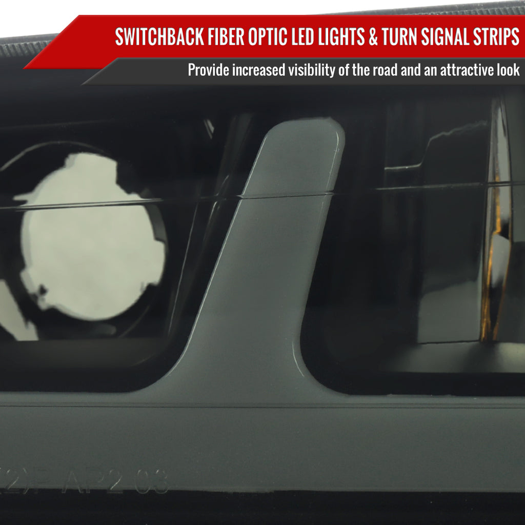 2006-2008 ISUZU I-Series LED Bar Factory Style Headlights w/ Amber Corner Lamp (Matte Black Housing/Smoke Lens)