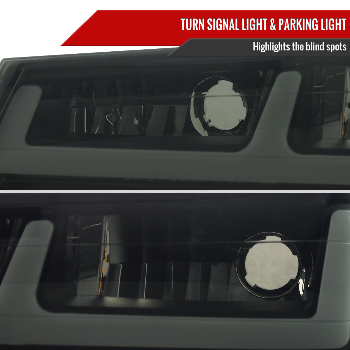 2006-2008 ISUZU I-Series LED Bar Factory Style Headlights w/ Amber Corner Lamp (Matte Black Housing/Smoke Lens)
