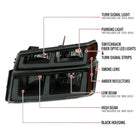 2006-2008 ISUZU I-Series LED Bar Factory Style Headlights w/ Amber Corner Lamp (Matte Black Housing / Smoked Lens)