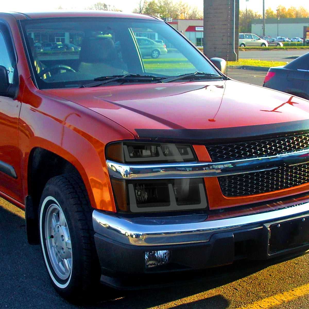 2006-2008 ISUZU I-Series LED Bar Factory Style Headlights w/ Amber Corner Lamp (Matte Black Housing/Smoke Lens)