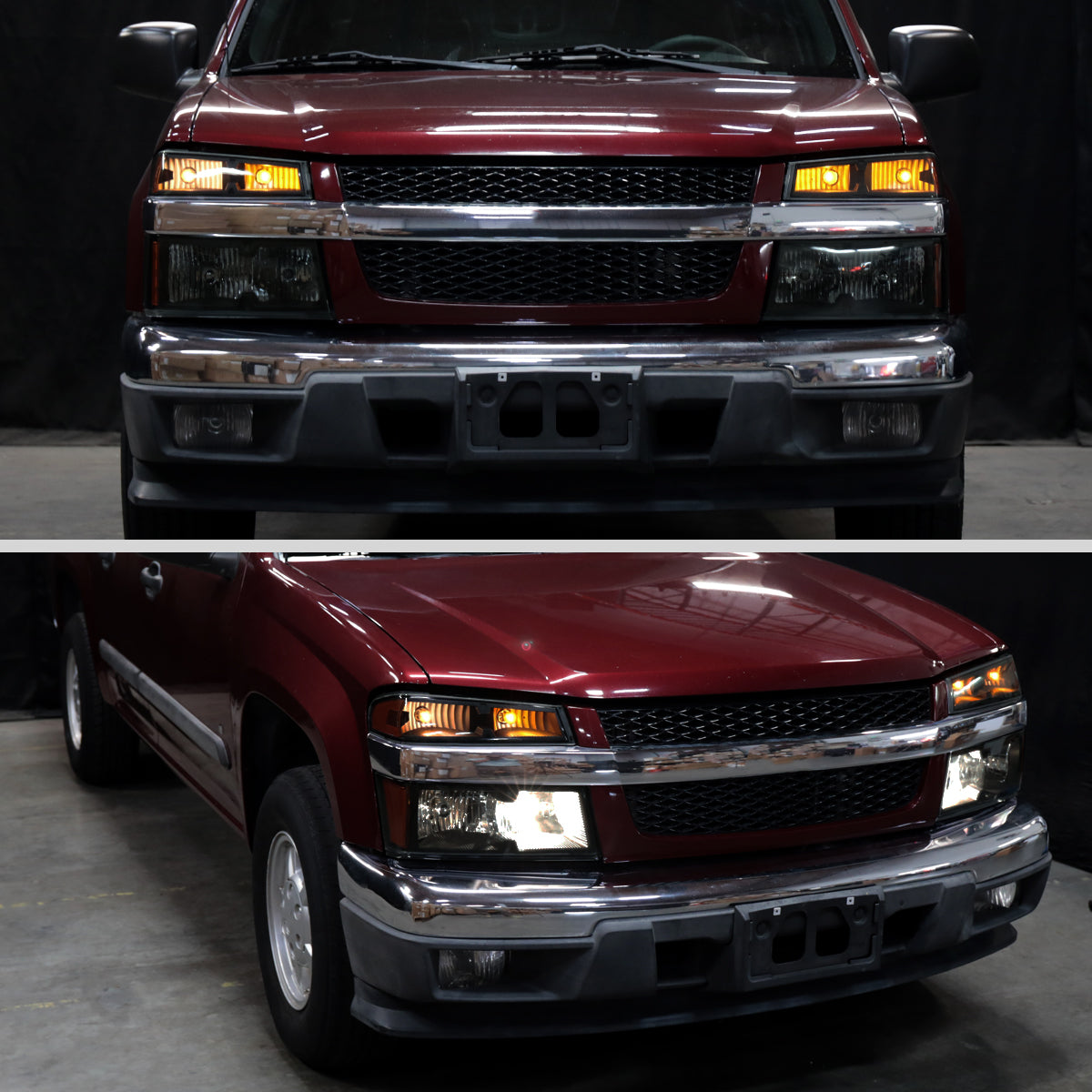 2006-2008 Isuzu I-Series Factory Style Headlights w/ Amber Corner Lamp (Matte Black Housing/Smoke Lens)