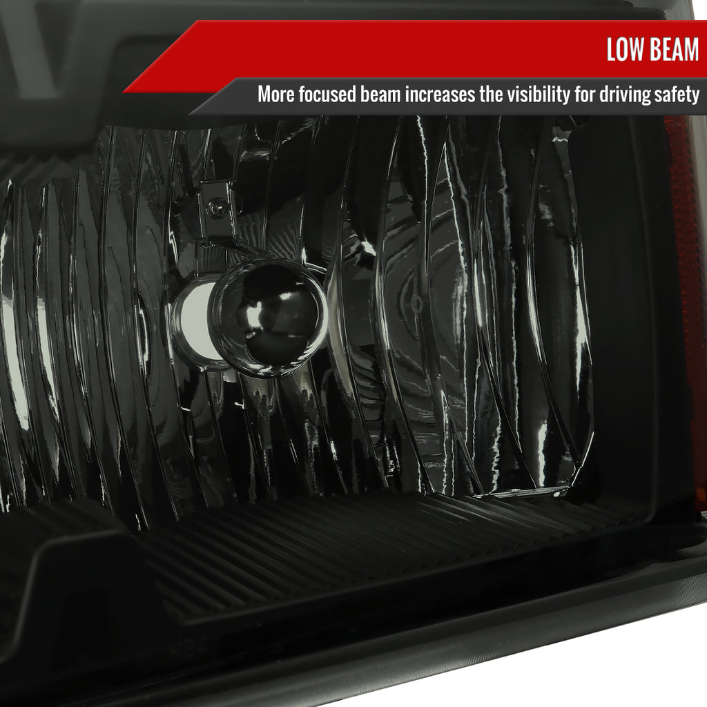 2006-2008 Isuzu I-Series Factory Style Headlights w/ Amber Corner Lamp (Matte Black Housing/Smoke Lens)