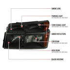 2006-2008 Isuzu I-Series Factory Style Headlights w/ Amber Corner Lamp (Matte Black Housing/Smoke Lens)