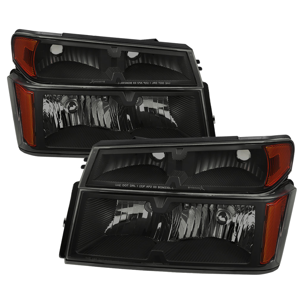 2006-2008 Isuzu I-Series Factory Style Headlights w/ Amber Corner Lamp (Matte Black Housing/Smoke Lens)
