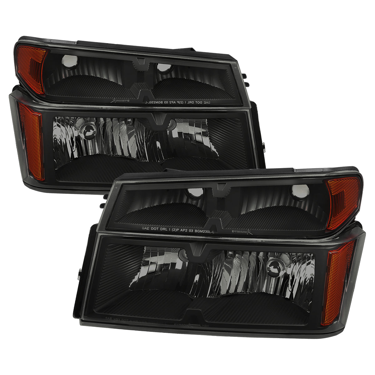 2006-2008 Isuzu I-Series Factory Style Headlights w/ Amber Corner Lamp (Matte Black Housing / Smoked Lens)