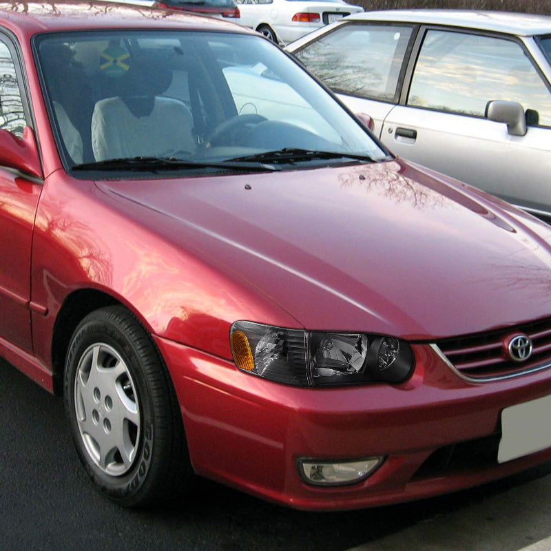 2001-2002 Toyota Corolla Factory Style Headlights w/ Corner Lights (Matte Black Housing/Clear Lens)