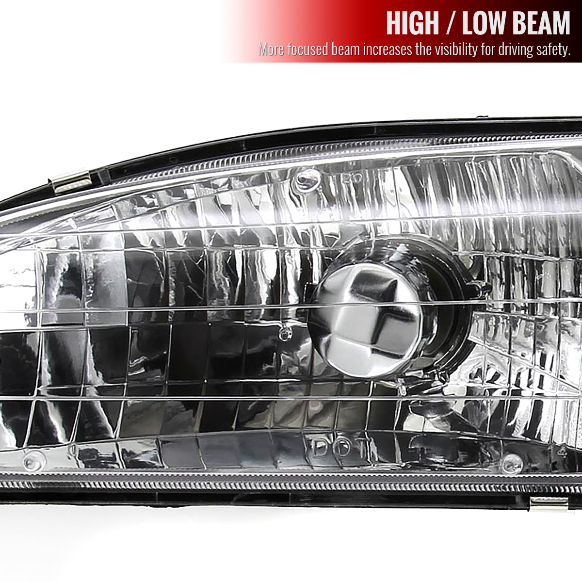 1998-2000 Toyota Corolla Factory Style Crystal Headlights w/ Corner Lights & Bulbs (Matte Black Housing / Clear Lens)