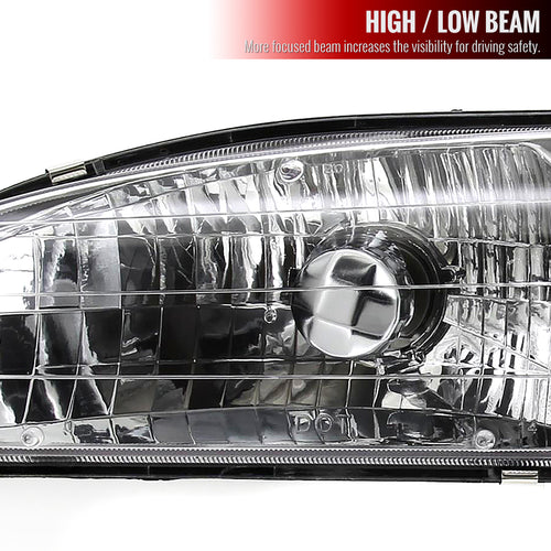 1998-2000 Toyota Corolla Factory Style Crystal Headlights w/ Corner Lights & Bulbs (Matte Black Housing / Clear Lens)