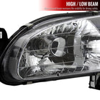 1998-2000 Toyota Corolla Factory Style Crystal Headlights w/ Corner Lights & Bulbs (Matte Black Housing / Clear Lens)