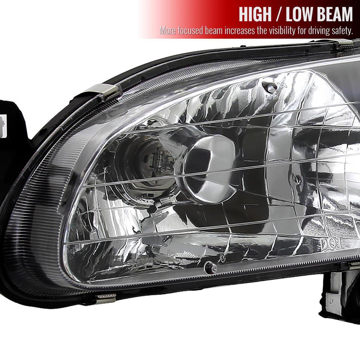 1998-2000 Toyota Corolla Factory Style Crystal Headlights w/ Corner Lights & Bulbs (Matte Black Housing / Clear Lens)