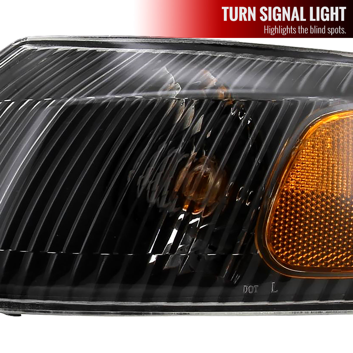 1998-2000 Toyota Corolla Factory Style Crystal Headlights w/ Corner Lights & Bulbs (Matte Black Housing / Clear Lens)