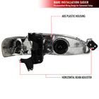 1998-2000 Toyota Corolla Factory Style Crystal Headlights w/ Corner Lights & Bulbs (Matte Black Housing / Clear Lens)