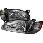 1998-2000 Toyota Corolla Factory Style Crystal Headlights w/ Corner Lights & Bulbs (Matte Black Housing / Clear Lens)