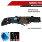 1990-1993 Acura Integra Factory Style Crystal Headlights w/ Amber Reflectors (Matte Black Housing / Clear Lens)