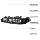 1990-1993 Acura Integra Factory Style Crystal Headlights w/ Amber Reflectors (Matte Black Housing / Clear Lens)