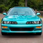 1990-1993 Acura Integra Factory Style Crystal Headlights w/ Amber Reflectors (Matte Black Housing / Clear Lens)