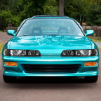 1990-1993 Acura Integra Factory Style Crystal Headlights w/ Amber Reflectors (Matte Black Housing/Clear Lens)