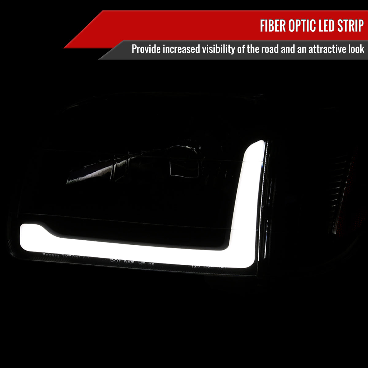 2001-2004 Toyota Tacoma LED Bar Factory Style Headlights w/ Corner Lamps and Amber Reflector (Matte Black Housing / Clear Lens)
