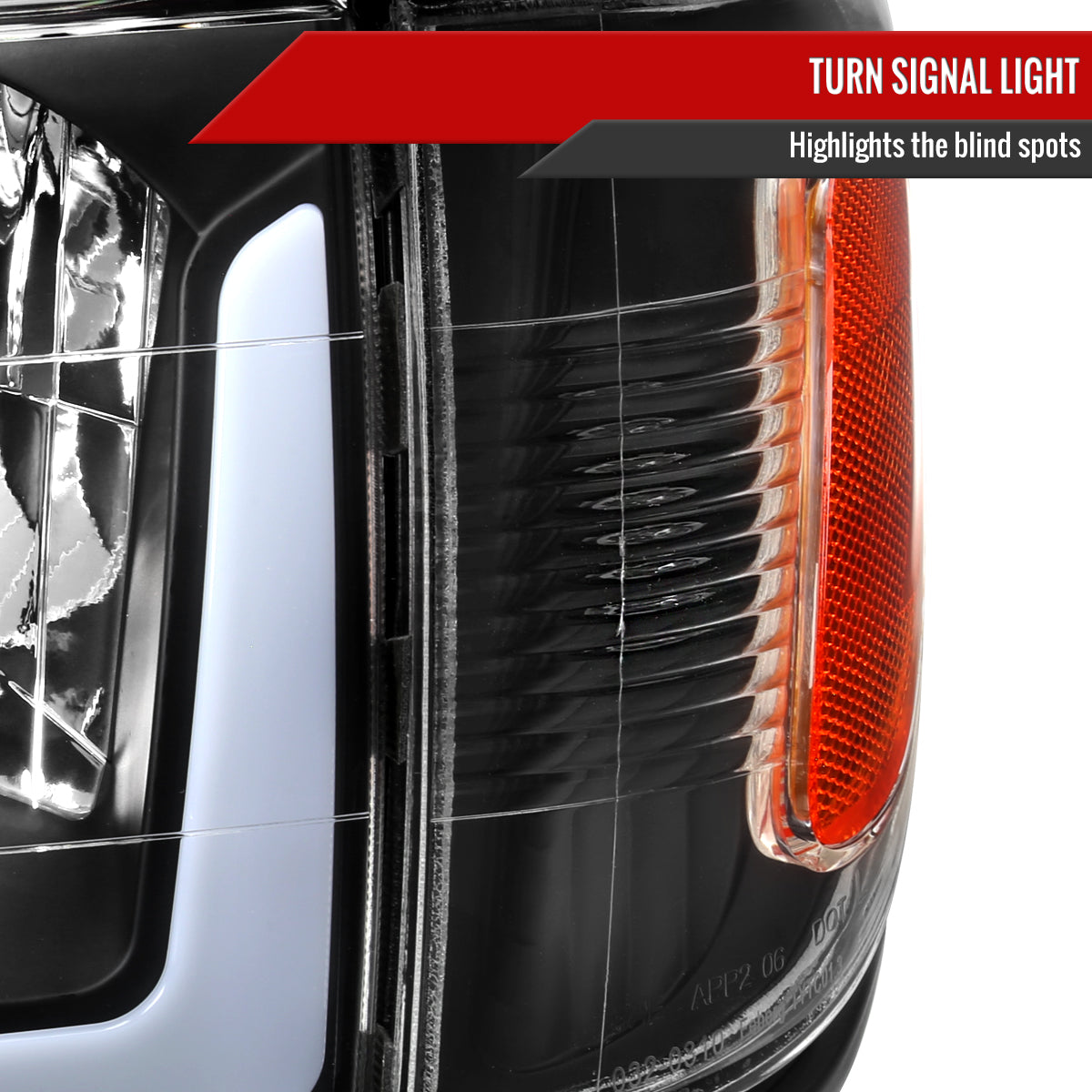2001-2004 Toyota Tacoma LED Bar Factory Style Headlights w/ Corner Lamps and Amber Reflector (Matte Black Housing / Clear Lens)