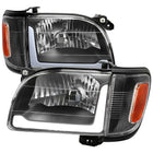 2001-2004 Toyota Tacoma LED Bar Factory Style Headlights w/ Corner Lamps and Amber Reflector (Matte Black Housing / Clear Lens)