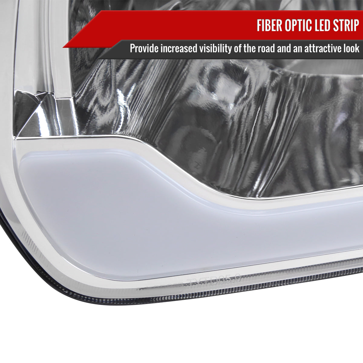2005-2006 Toyota Tundra / 2005-2007 Sequoia LED Bar Factory Style Headlights w/ Corner Lamps and Amber Reflector (Chrome Housing / Clear Lens)