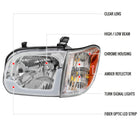 2005-2006 Toyota Tundra / 2005-2007 Sequoia LED Bar Factory Style Headlights w/ Corner Lamps and Amber Reflector (Chrome Housing / Clear Lens)