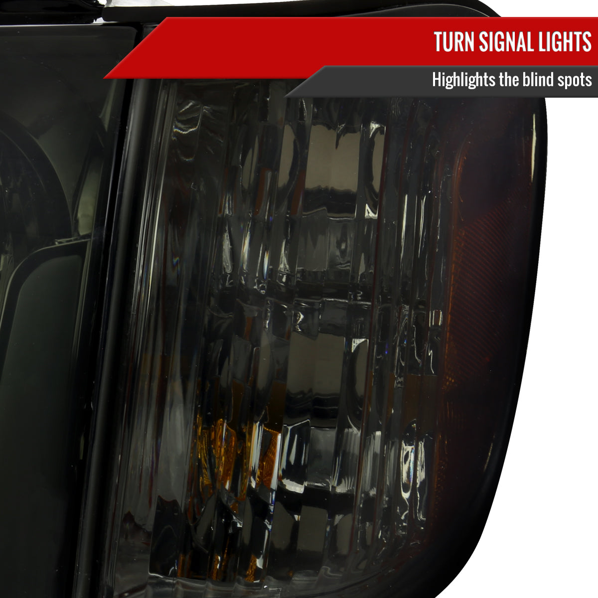 2005-2006 Toyota Tundra / 2005-2007 Sequoia LED Bar Factory Style Headlights w/ Corner Lamps and Amber Reflector (Chrome Housing / Smoked Lens)