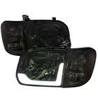 2005-2006 Toyota Tundra / 2005-2007 Sequoia LED Bar Factory Style Headlights w/ Corner Lamps and Amber Reflector (Chrome Housing / Smoked Lens)