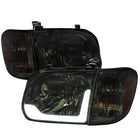 2005-2006 Toyota Tundra / 2005-2007 Sequoia Switchback Sequential LED Bar Factory Style Headlights w/ Corner Lamps (Chrome Housing / Smoked Lens)