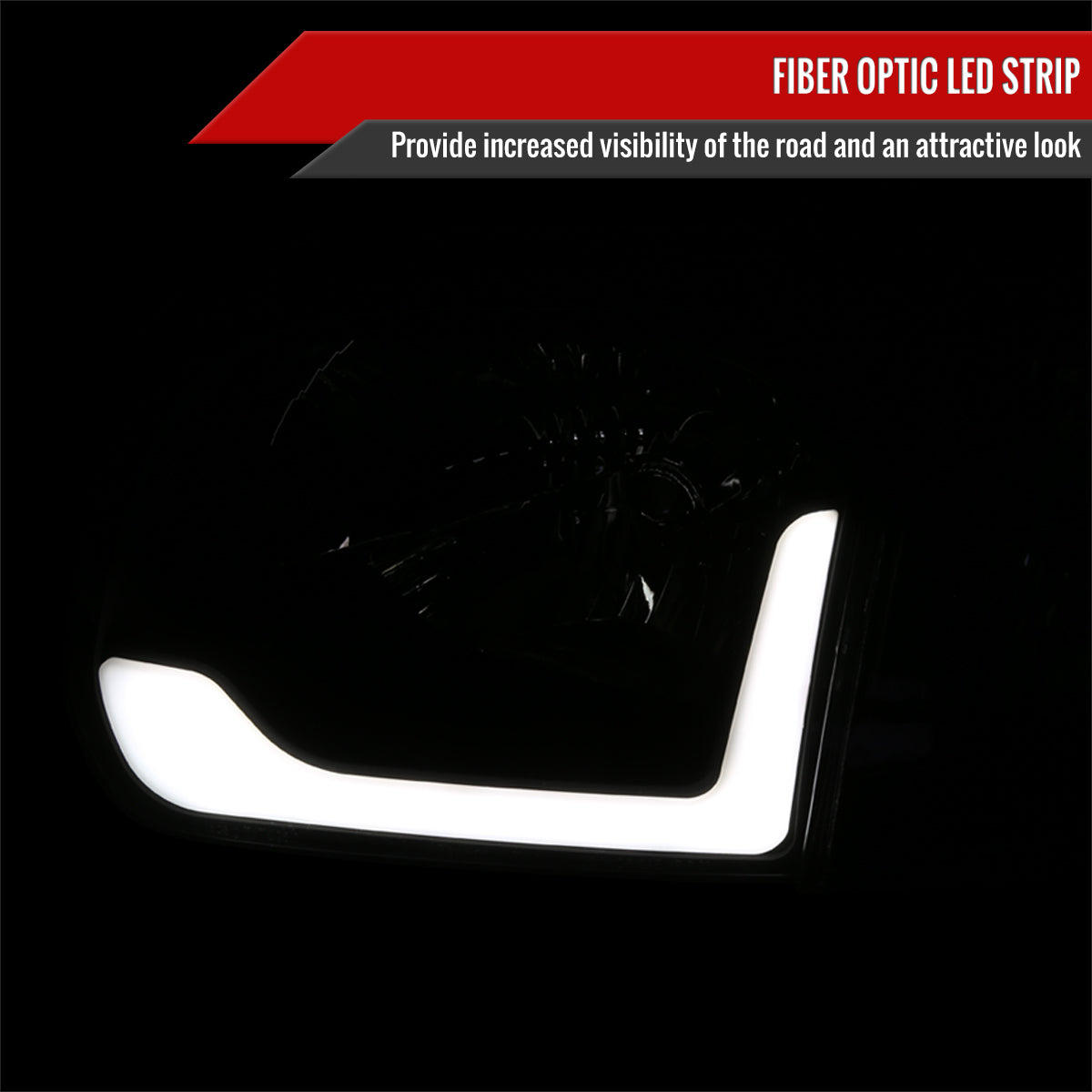 2005-2006 Toyota Tundra / 2005-2007 Sequoia LED Bar Factory Style Headlights w/ Corner Lamps and Amber Reflector (Matte Black Housing / Clear Lens)