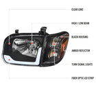 2005-2006 Toyota Tundra / 2005-2007 Sequoia LED Bar Factory Style Headlights w/ Corner Lamps and Amber Reflector (Matte Black Housing / Clear Lens)