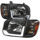 2005-2006 Toyota Tundra / 2005-2007 Sequoia LED Bar Factory Style Headlights w/ Corner Lamps and Amber Reflector (Matte Black Housing / Clear Lens)
