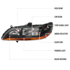 1998-2002 Honda Accord 2 / 4 Door Factory Style Headlights (Matte Black Housing / Clear Lens)