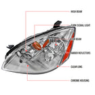 2002-2004 Nissan Altima Factory Style Headlights (Chrome Housing / Clear Lens)