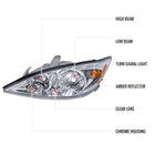 2002-2004 Toyota Camry Factory Style Headlights (Chrome Housing / Clear Lens)
